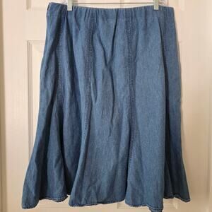 Susan Graver Style Flared Paneled Denim Skirt size Large